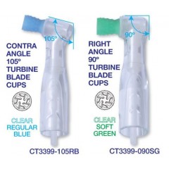  Premium Plus Disposable Prophy Angles Clear Body with Latex-Free "Turbine Blade" Cups (100 pcs) - Clear/Regular - 105°
